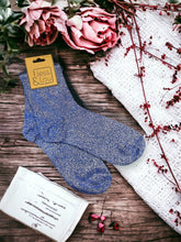 Load image into Gallery viewer, Footwear Elegance - Sparkly Blue Lurex Socks