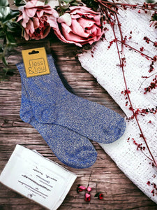 Footwear Elegance - Sparkly Blue Lurex Socks