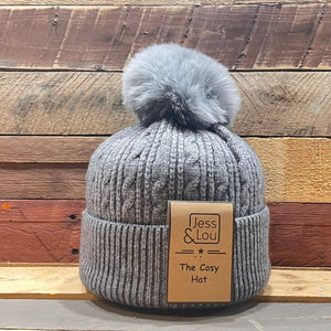 Charcoal Cable Bobble Hat