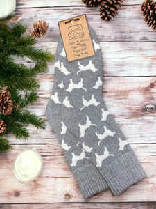 Dashing Dogs Ribbed Grey Socks