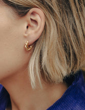 Load image into Gallery viewer, Gold Ridge Twist Hoop Earrings, Waterproof