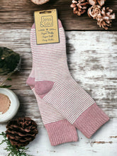 Load image into Gallery viewer, Sleek Stripe Ribbed Pink Socks