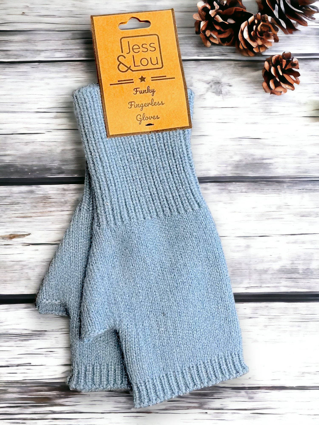 Cornflower Cosy Plain knit Fingerless Gloves GL143