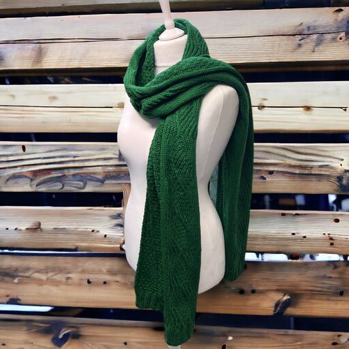 Chunky Knit Cable Green Soft Cable knit Scarf