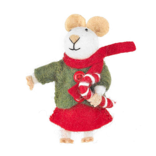 Handmade Felt Biodegradable Christmas Mouse Tree Hanging