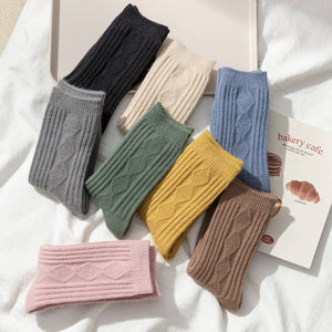 Autumn/Winter Women's Wool & Cashmere Striped Diamond Socks