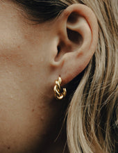 Load image into Gallery viewer, Gold Ridge Twist Hoop Earrings, Waterproof