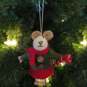 Handmade Felt Biodegradable Christmas Mouse Tree Hanging