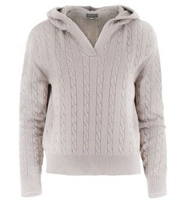 Classic Cable Knit Cashmere and Organic Lambswool Hoody