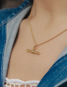 Gold T Bar Necklace