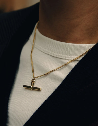 Gold T Bar Necklace