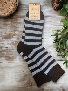 Super Soft Socks with Two Coloured Stripe Black/Grey JS836