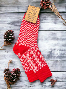 Hazy Herringbone Ribbed Red Socks SL306