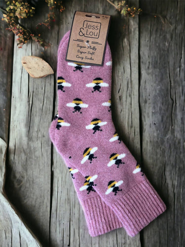 Busy Bee Ribbed Pink Socks