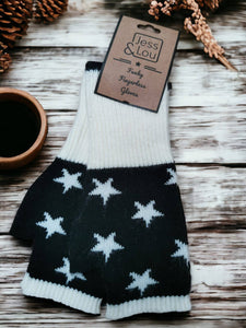 Black/White Star Fingerless Glove/Wrist Warmer GL113