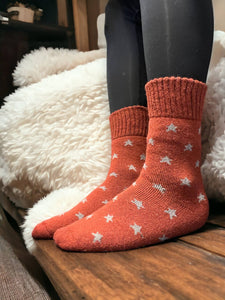 Stylish Stars Ribbed Rust Socks SL133