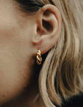 Load image into Gallery viewer, Gold Ridge Twist Hoop Earrings, Waterproof